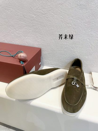  Loro Piana Summer Charms Walk Moccasin Women's Suede Loafer #3137 - Image 9