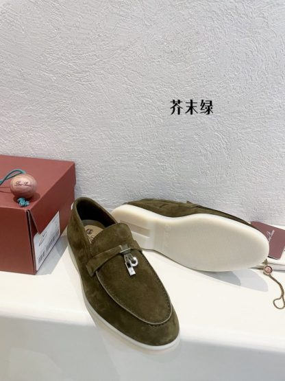  Loro Piana Summer Charms Walk Moccasin Women's Suede Loafer #3137 - Image 7