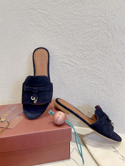  Loro Piana Summer Charms Sandal Women's Slippers Suede Goatskin #3211 - Image 5
