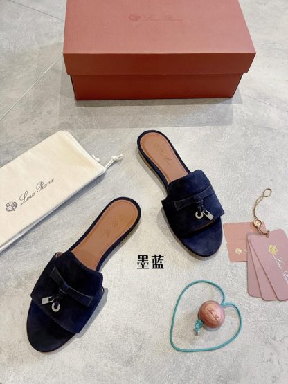  Loro Piana Summer Charms Sandal Women's Slippers Suede Goatskin #3211 - Image 7