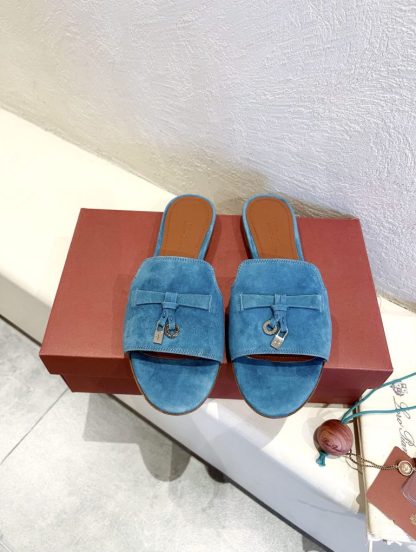 Replica Loro Piana Summer Charms Sandal Women's Slippers Suede Goatskin #3212