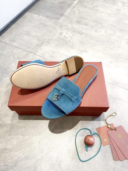  Loro Piana Summer Charms Sandal Women's Slippers Suede Goatskin #3212 - Image 5
