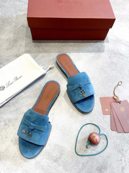  Loro Piana Summer Charms Sandal Women's Slippers Suede Goatskin #3212 - Image 6