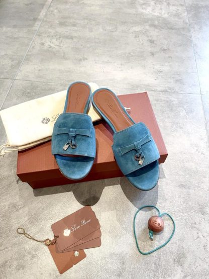  Loro Piana Summer Charms Sandal Women's Slippers Suede Goatskin #3212 - Image 8