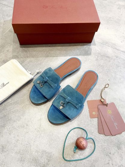  Loro Piana Summer Charms Sandal Women's Slippers Suede Goatskin #3212 - Image 9