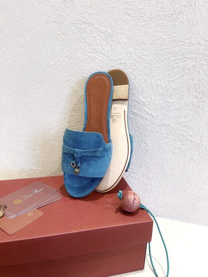  Loro Piana Summer Charms Sandal Women's Slippers Suede Goatskin #3212 - Image 4