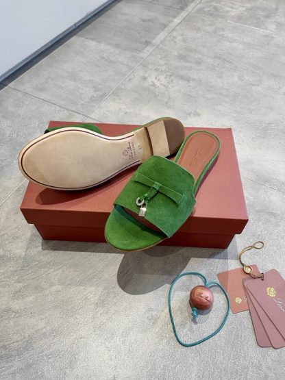  Loro Piana Summer Charms Sandal Women's Slippers Suede Goatskin #3210 - Image 8