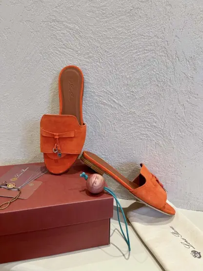  Loro Piana Summer Charms Sandal Women's Slippers Suede Goatskin #3209 - Image 2