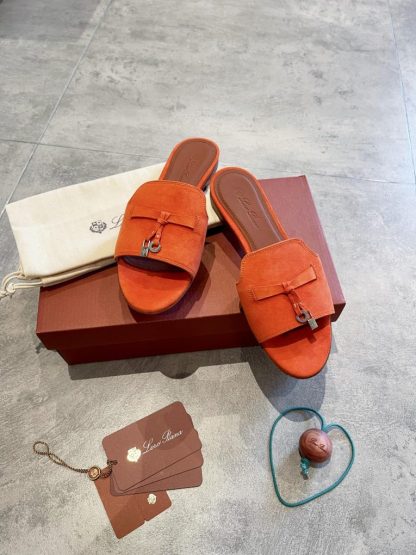 Loro Piana Summer Charms Sandal Women's Slippers Suede Goatskin #3209 - Image 7