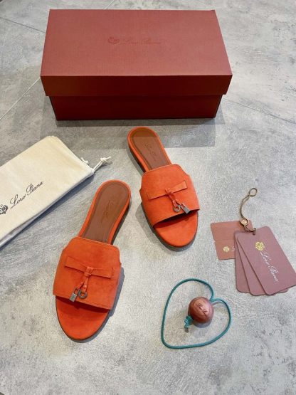 Loro Piana Summer Charms Sandal Women's Slippers Suede Goatskin #3209 - Image 8