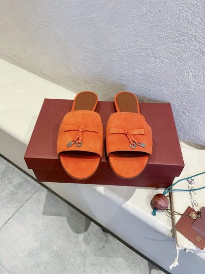 Replica Loro Piana Summer Charms Sandal Women's Slippers Suede Goatskin #3209