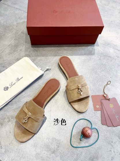  Loro Piana Summer Charms Sandal Women's Slippers Suede Goatskin #3208 - Image 2