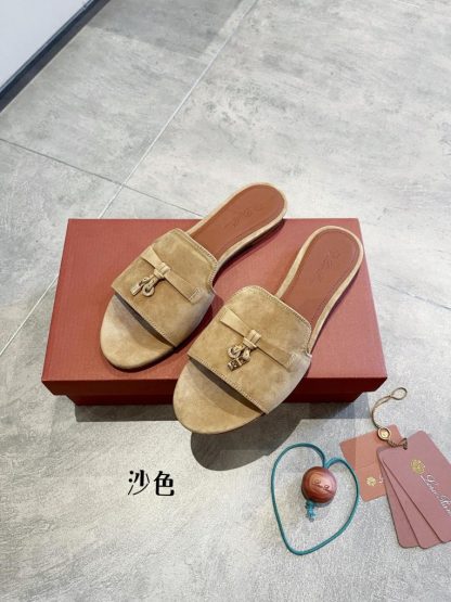  Loro Piana Summer Charms Sandal Women's Slippers Suede Goatskin #3208 - Image 7