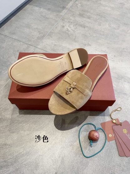  Loro Piana Summer Charms Sandal Women's Slippers Suede Goatskin #3208 - Image 9