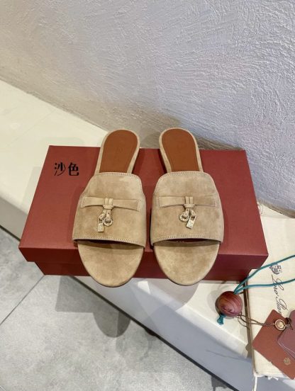 Replica Loro Piana Summer Charms Sandal Women's Slippers Suede Goatskin #3208
