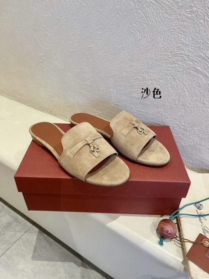  Loro Piana Summer Charms Sandal Women's Slippers Suede Goatskin #3208 - Image 4