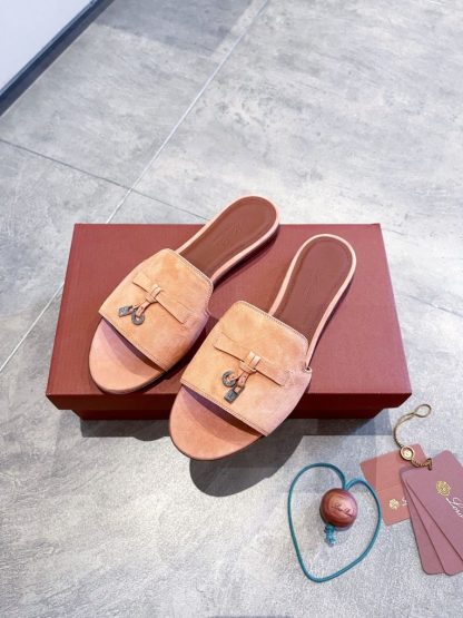  Loro Piana Summer Charms Sandal Women's Slippers Suede Goatskin #3207 - Image 9