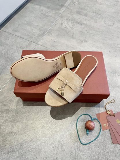  Loro Piana Summer Charms Sandal Women's Slippers Suede Goatskin #3205 - Image 9