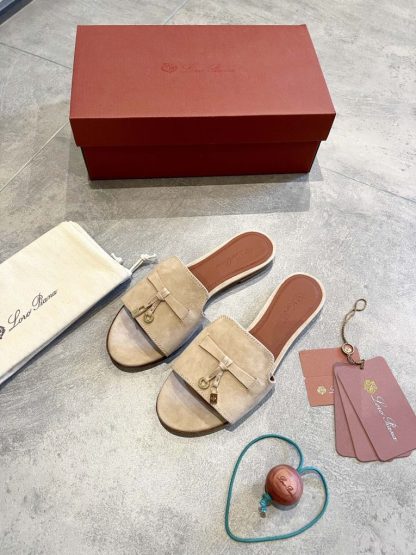  Loro Piana Summer Charms Sandal Women's Slippers Suede Goatskin #3205 - Image 5
