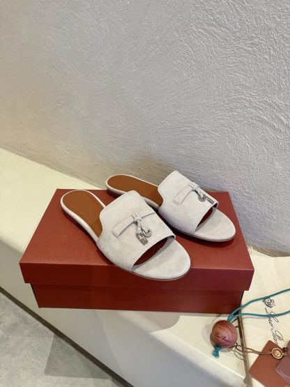  Loro Piana Summer Charms Sandal Women's Slippers Suede Goatskin #3204 - Image 3