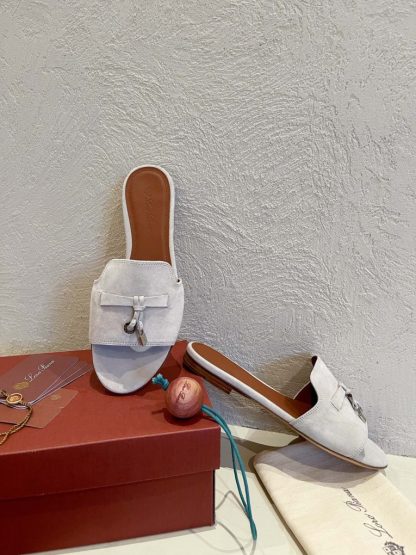  Loro Piana Summer Charms Sandal Women's Slippers Suede Goatskin #3204 - Image 4
