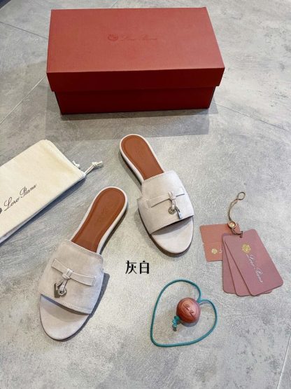  Loro Piana Summer Charms Sandal Women's Slippers Suede Goatskin #3204 - Image 9