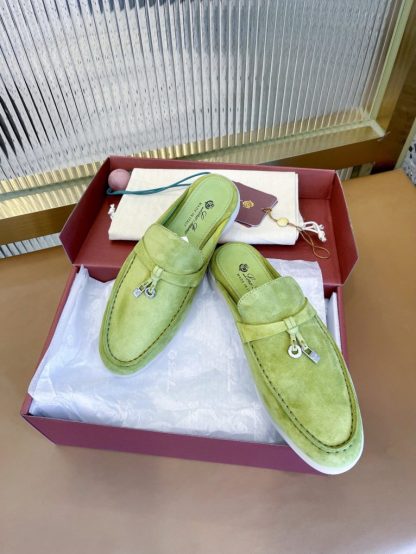  Loro Piana Babouche Charms Walk Moccasin Slipper Women's Suede #3155 - Image 7