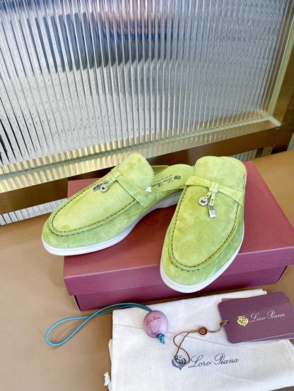  Loro Piana Babouche Charms Walk Moccasin Slipper Women's Suede #3155 - Image 6