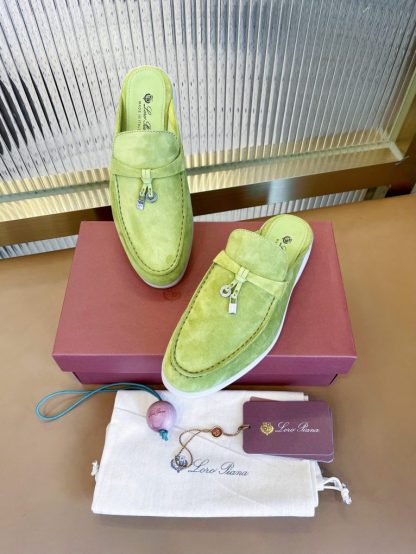  Loro Piana Babouche Charms Walk Moccasin Slipper Women's Suede #3155 - Image 9