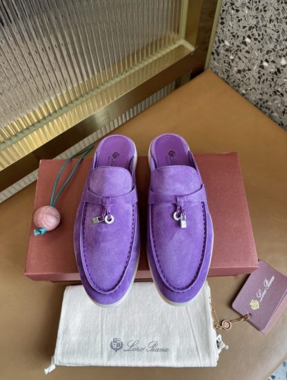 Replica Loro Piana Babouche Charms Walk Moccasin Women's Slippers Suede #3156