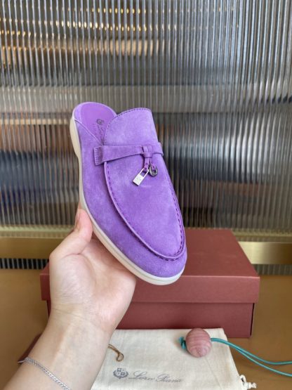 Loro Piana Babouche Charms Walk Moccasin Women's Slippers Suede #3156 - Image 4