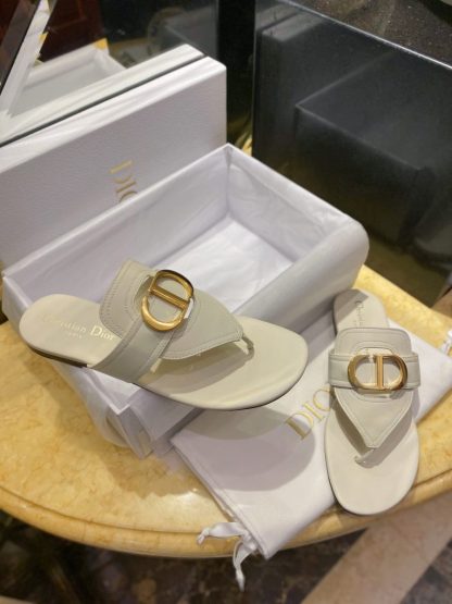  Dior Flip Flops White Calf Skin Slides For Women 2024 #3321 - Image 17
