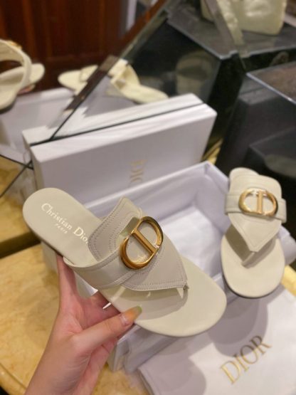  Dior Flip Flops White Calf Skin Slides For Women 2024 #3321 - Image 19