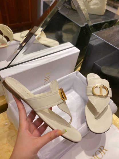  Dior Flip Flops White Calf Skin Slides For Women 2024 #3321 - Image 20