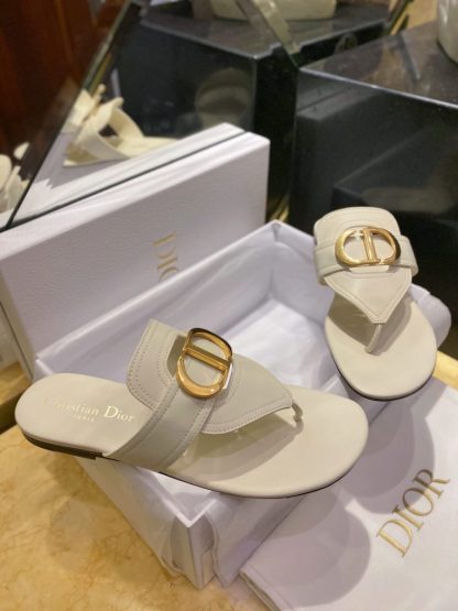  Dior Flip Flops White Calf Skin Slides For Women 2024 #3321 - Image 21