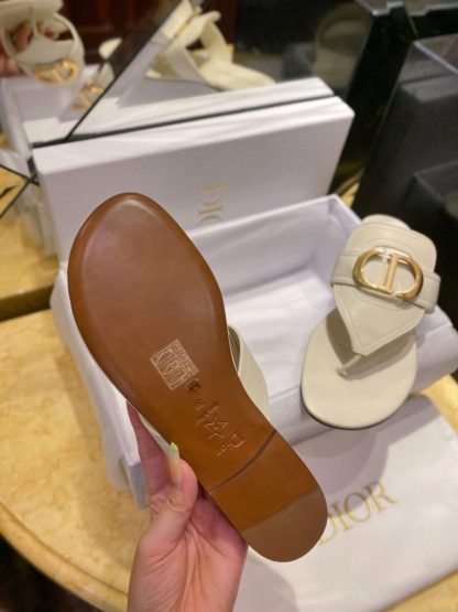  Dior Flip Flops White Calf Skin Slides For Women 2024 #3321 - Image 23