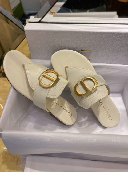  Dior Flip Flops White Calf Skin Slides For Women 2024 #3321 - Image 24