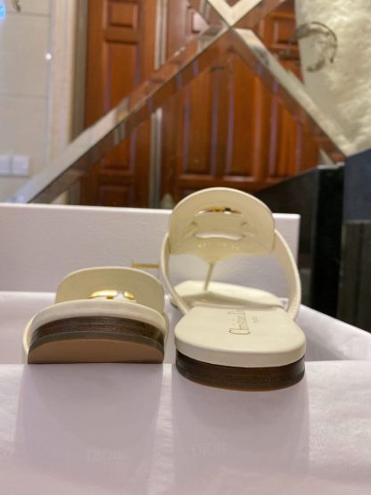  Dior Flip Flops White Calf Skin Slides For Women 2024 #3321 - Image 10