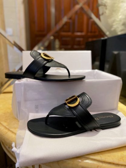  Dior Flip Flops Black Calf Skin Slides For Women 2024 #3320 - Image 12