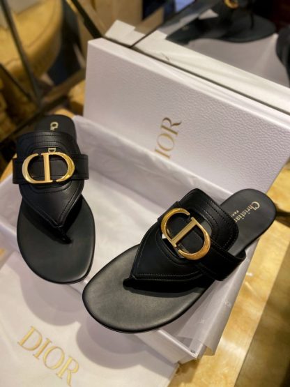  Dior Flip Flops Black Calf Skin Slides For Women 2024 #3320 - Image 8