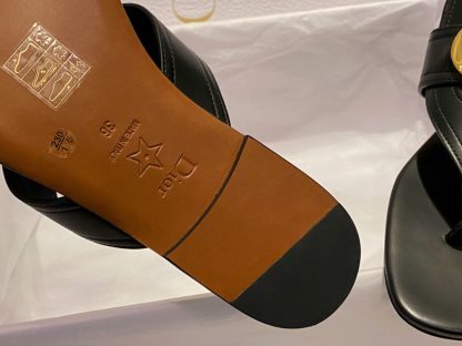  Dior Flip Flops Black Calf Skin Slides For Women 2024 #3320 - Image 2