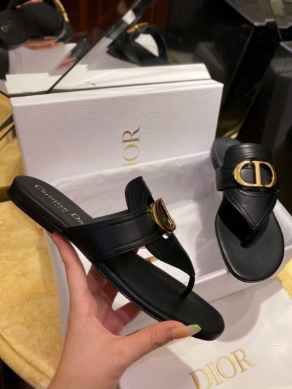  Dior Flip Flops Black Calf Skin Slides For Women 2024 #3320 - Image 7