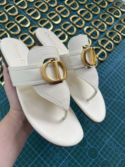  Dior Flip Flops White Calf Skin Slides For Women 2024 #3321 - Image 3