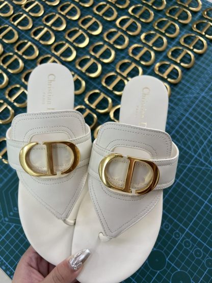  Dior Flip Flops White Calf Skin Slides For Women 2024 #3321 - Image 4