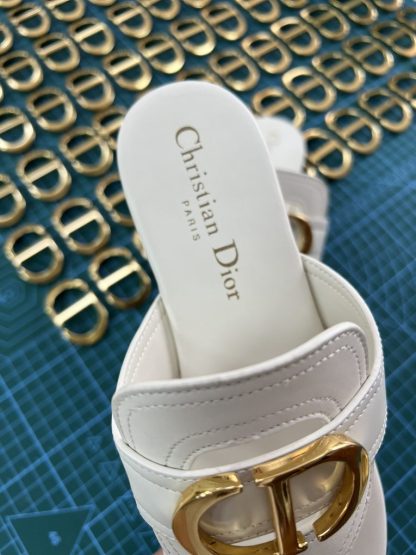  Dior Flip Flops White Calf Skin Slides For Women 2024 #3321 - Image 5