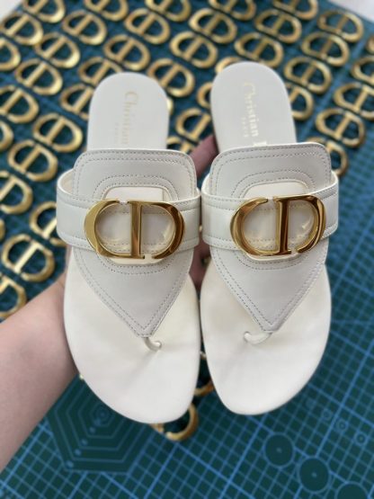  Dior Flip Flops White Calf Skin Slides For Women 2024 #3321 - Image 2