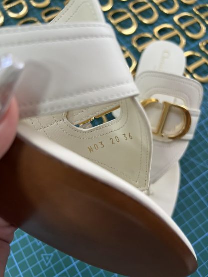  Dior Flip Flops White Calf Skin Slides For Women 2024 #3321 - Image 7