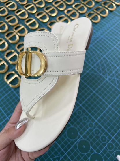  Dior Flip Flops White Calf Skin Slides For Women 2024 #3321 - Image 9
