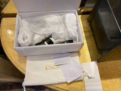 Dior 30 Montaigne Heeled Slide Black Calfskin For Women 2024 #3323 - Image 12