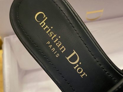  Dior 30 Montaigne Heeled Slide Black Calfskin For Women 2024 #3323 - Image 2